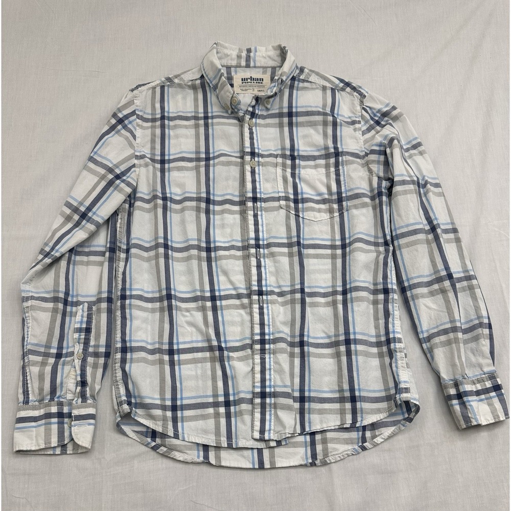 Urban Pipeline Blue & White Plaid Long Sleeve Button‎ Shirt Small